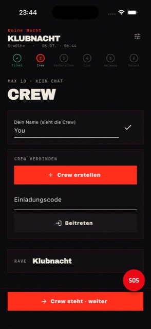 THE KEY, Station 2: Crew verbinden, Code teilen, Treffpunkt
