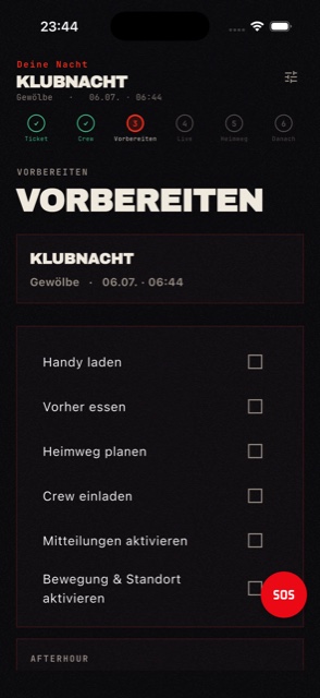 THE KEY, Station 3: Checkliste vor der Nacht und Check-in