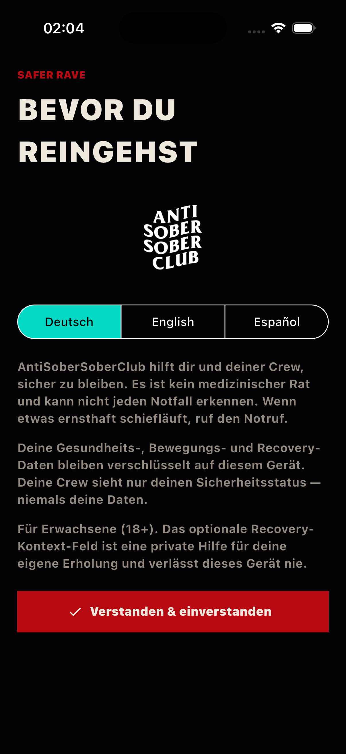 Consent-Screen auf Deutsch